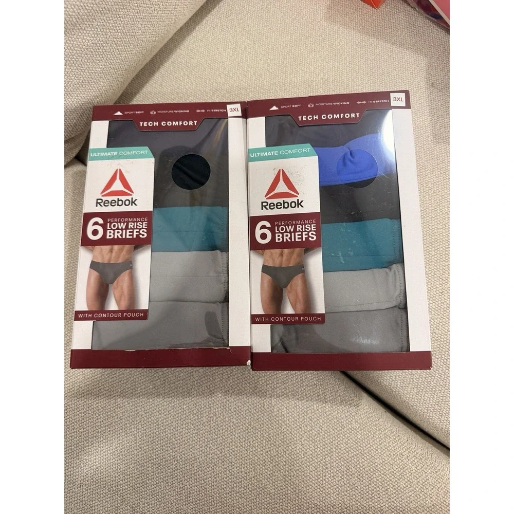 Reebok Mens 3XL Tech Comfort Low Rise Briefs 6 Pack Lot of 2 Performance